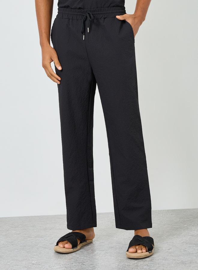 Take Two Men Black Textured Short Sleeve Shirt and Pants Co-Ords - Image 3